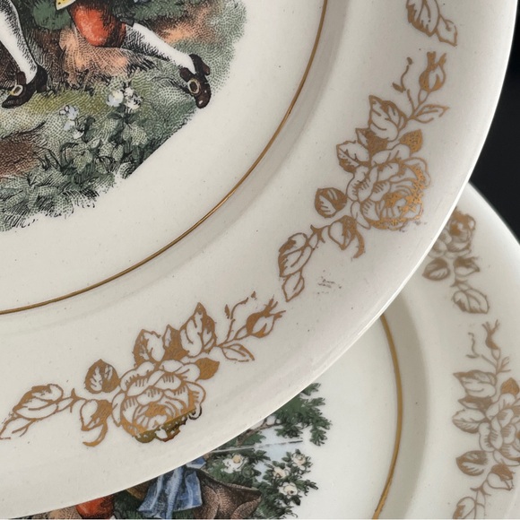 Set of Six Vintage 1950s Small Menuet 22K Gold Plates - Picture 12 of 16